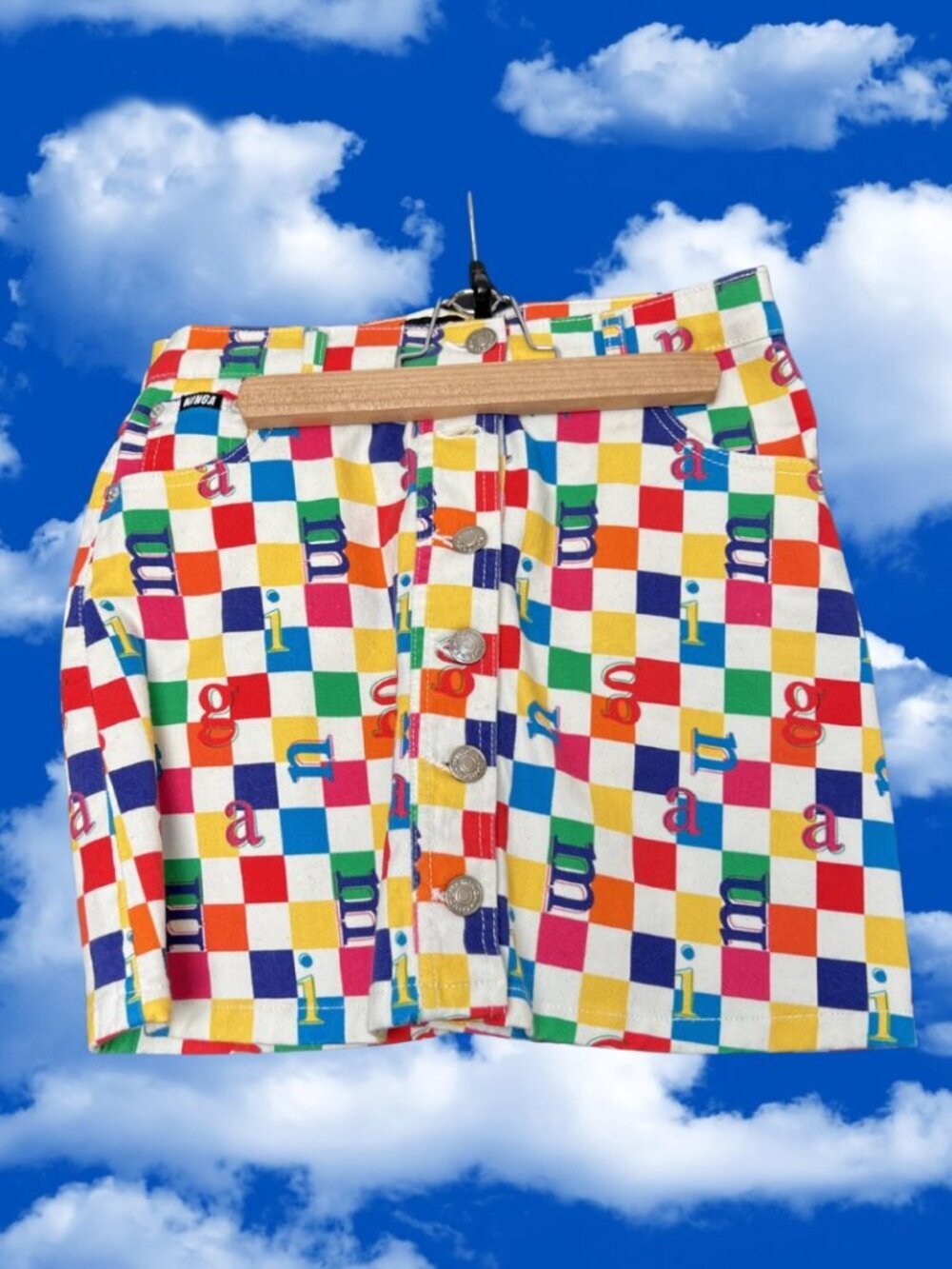 MINGA LONDON Multicolour Checkerboard Mini Skirt Size S NWOT MSRP $150